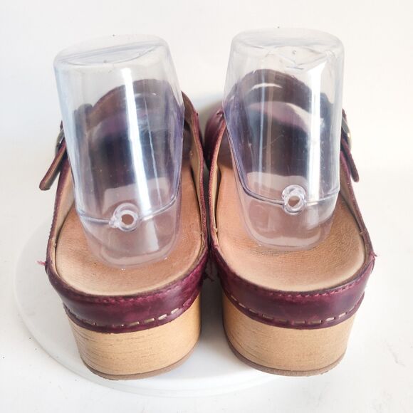 Dansko Mary Janes Clogs Slides Comfort Shoes Size 39 8.5 - 9 Leather Red Britney - Picture 3 of 12